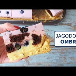 CIASTO JAGODOWE OMBRE z kremem budyniowym i borówkami | Łaciate ciasto z jagodami i budyniem
