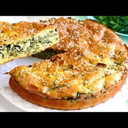"ТРАВЯНОЙ" ПИРОГ / ЗАЛИВНОЙ Пирог с вкусной начинкой! Ленивый рецепт
