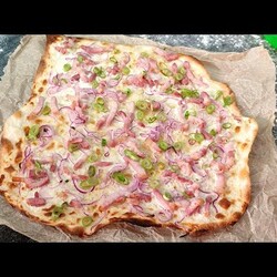 Знаменитый ПЛАМЕННЫЙ Пирог! Настояший Эльзасский Flammkuchen без дрожжей! Классический и яблочный!
