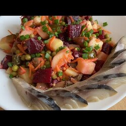 Винегрет с солеными грибами вкусный овощной салат  по  книге рецептов 1952 года