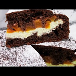 ВКУСНО! Шоколадный ПИРОГ с творогом и фруктами - пеките, не пожалеете!