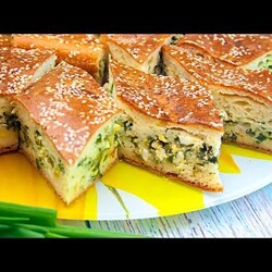 Заливной пирог с зеленым луком и яйцом, рецепт теста на кефире