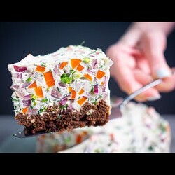 Торт с СЕЛЁДКОЙ, никто не ожидал что ЭТО ТАК ВКУСНО! Всё смешал - и ГОТОВО!