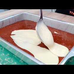 шоколадный пирог с пудингом из молока и сгущёнки