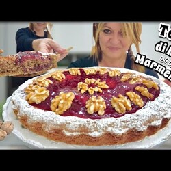 TORTA DI NOCI al CUCCHIAIO con MARMELLATA facile e veloce CON LE NOCI NELL’ IMPASTO
