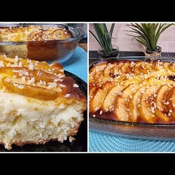 йогуртовый яблочный пирог с пудингом