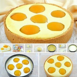 Творожный пирог с персиками. Нежнейший пирог с творогом и консервированными персиками