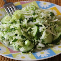 Салат из молодой капусты и свежих огурцов