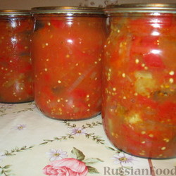 Баклажаны  с перцем и помидорами