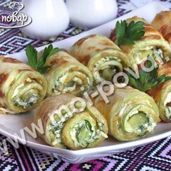Рулетики из кабачков с сыром и зеленью - кулинарный рецепт.