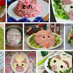 Салаты в виде свиньи на Новый 2019 год - коллекция новогодних рецептов