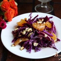 Салат из красной капусты с мандаринами - пошаговый рецепт с фото