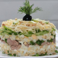 Салат с печенью трески