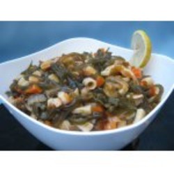 Солянка из морской капусты и кальмара