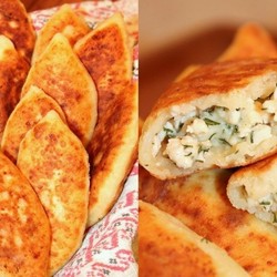 Жареные пирожки с курицей из творожного теста