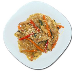 Фунчоза с овощами и мясом в соусе терияки. Рецепт с фото