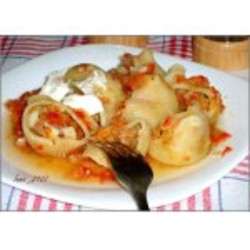 Ракушки с фаршем, кабачками и помидорами