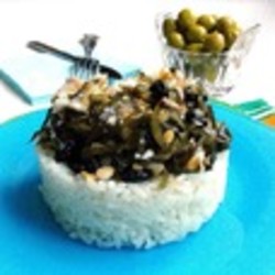 Отварное филе трески с морской капустой