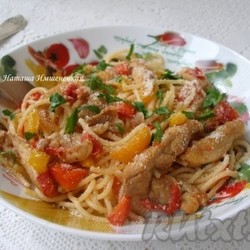 Спагетти с курицей - 10 пошаговых фото в рецепте