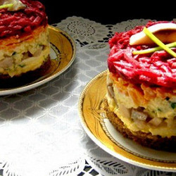 Селедка под шубой на бородинском хлебе. Рецепт