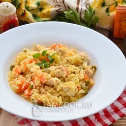 Ризотто с курицей и овощами (фьюжн) — рецепт с фото
