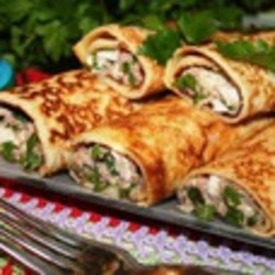 Блинчики с начинкой из печени трески