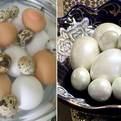 Яйца белые, как жемчуг! Перламутровые без грамма фольги. Пасхальная корзина сияет!