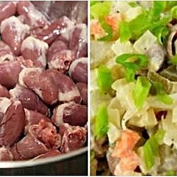 салат из куриных сердечек