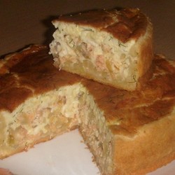 Сырно-луковый пирог с рыбой 