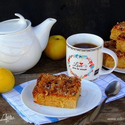 Норвежский яблочный пирог. Ингредиенты: сливочное масло, сахар, яйца куриные