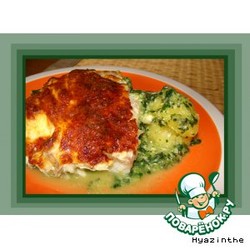 Рыба с овощами под сырным соусом 