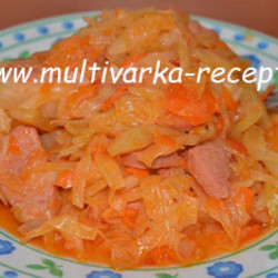 капуста тушеная с колбаской