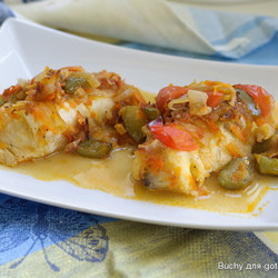 Зубатка запеченая с овощами