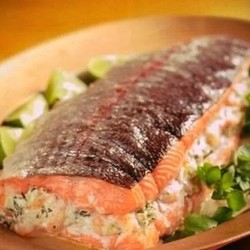 Рецепт Горбуша, фаршированная сыром и шампиньонами