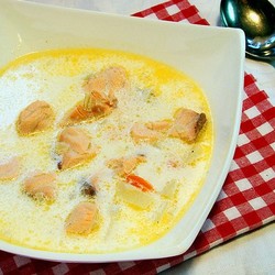 сливочный суп с лососем