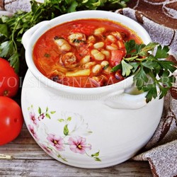 Острый суп с фасолью, колбасками и перцем | Волшебная Eда.ру