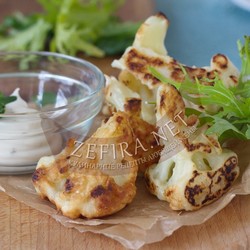 Цветная капуста в хрустящем кляре на минералке