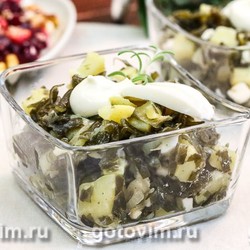 Салат с морской капустой и картофелем. Рецепт с фото