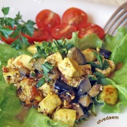 Баклажаны с помидорами и паниром. Индийская кухня