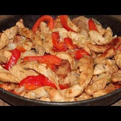 Свинина с перцем и луком, соев.соус