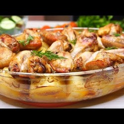 Куриные крылышки с картошкой в аэрогриле