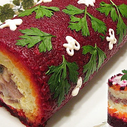 Праздничный рулет «Селедка под шубой»