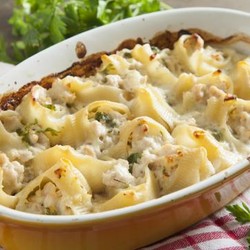 Лумаконе с куриным фаршем и грибами