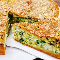 Пирог с яйцами и зеленым луком
