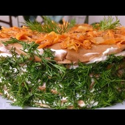 Печеночный торт с маринов. грибами