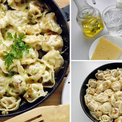 Пельмени жареные под сыром. Очень бысро и вкусно!