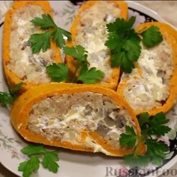 Тыквенный рулет с курицей и грибами на RussianFood.com