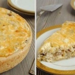 Вкусный и ароматный пирог-сметанник с грибами и курицей. И к тому же очень быстрый!