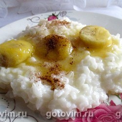 Каша рисовая с бананами в карамели. Рецепт с фото