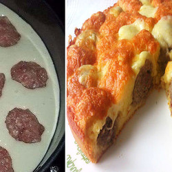 Пирог с фрикадельками под сырной корочкой. Очень вкусный и сытный пирог!